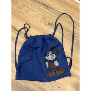 Walt Disney World Mickey Mouse Blue Sweatshirt Drawstring Backpack Bag Large
